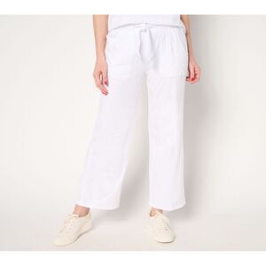 Anybody Women's Petite Pants PS Cozy Knit Ankle Embroidery White A689692